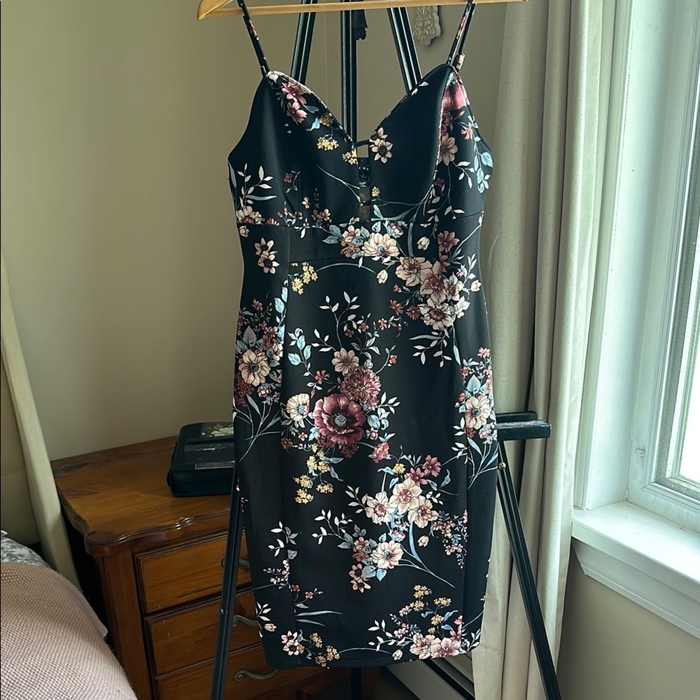 Haute Monde Black Mini Slip Dress Spaghetti Strap